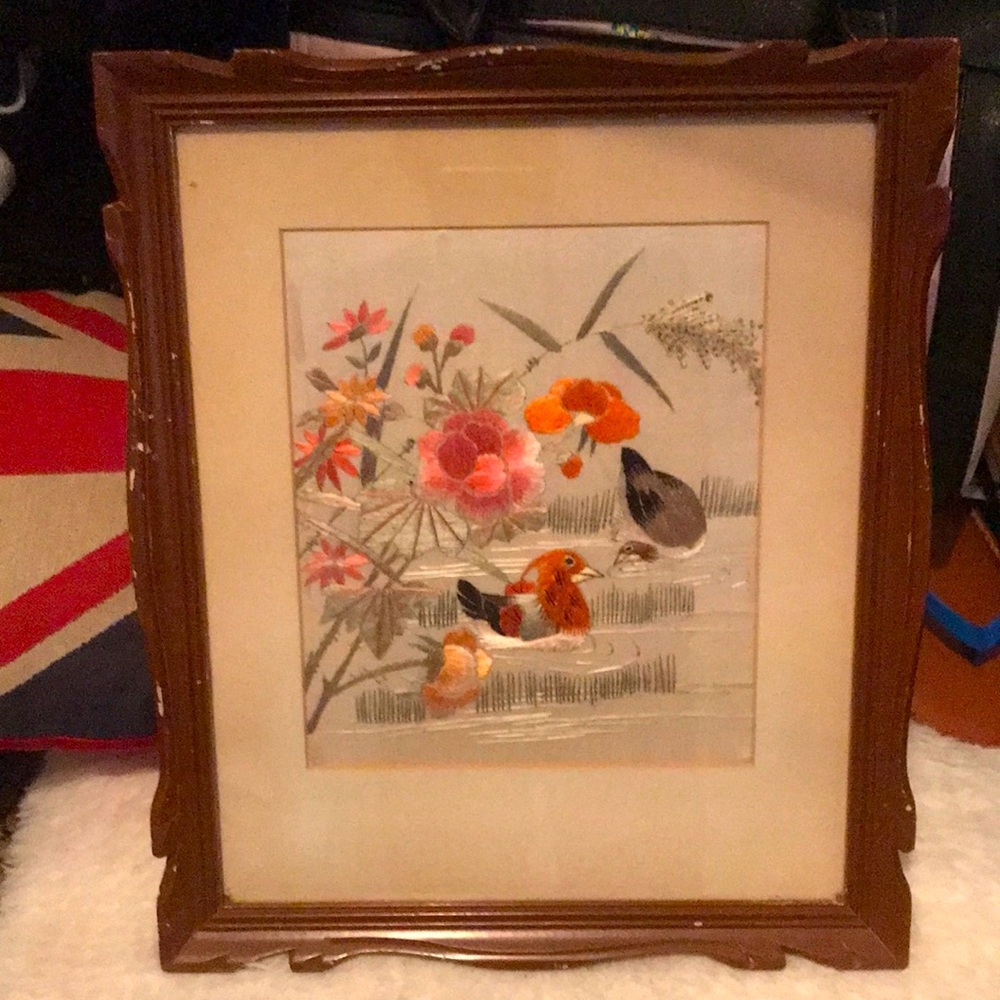 Vintage Stunning Embroidery picture from Eatons &co beautiful bird  design..